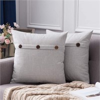 Set of 2 Linen Throw Pillow Covers 24 X24 inches