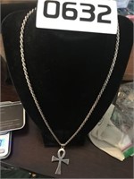 24" 925 ROPE CHAIN WITH CROSS