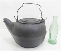 Large Antique Cast Iron Teapot Kettle #8
