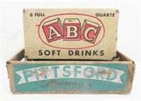 Two Vintage Cardboard Soda Pop Crates