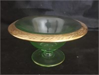 Gold Rimmed Green Bowl