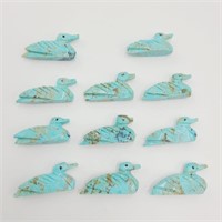 Carved Turquoise Duck Beads