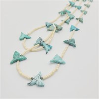 Double Strand Turquoise Hummingbird Necklace