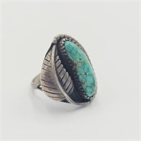 Signed Turquoise Ring Size 4 3/4