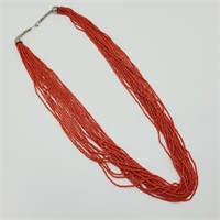 Multi-Strand Red Beaded Necklace