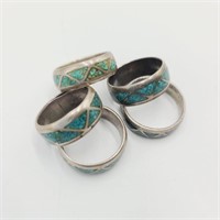 5 Turquoise Inlaid Rings (23g)
