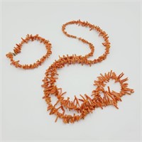Red Branch Coral Necklace & Bracelet Pair