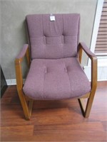 An Upholstered Armchair With Solid Oak Frame