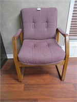 An Upholstered Armchair With Solid Oak Frame