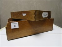 Two Antique Oak Finger Jointed Letter Trays