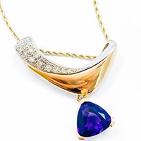 5+ Carat Diamond & Amethyst 14k Gold Necklace