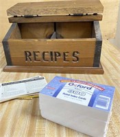 Wooden Recipe Box w/ Recipes & More