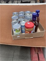 Box Lot of Canned Food, peanut butter & BBQ Sauce