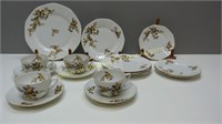 16-pc Victoria China -Yellow Flower Cluster Dishes