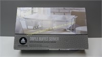 Triple Buffet Server w/ Stoneware Dishes