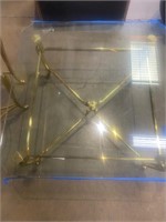 Italian square coffee table brass w\ glass top