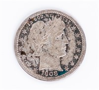 Coin 1908-D Barber Quarter in Extra Fine