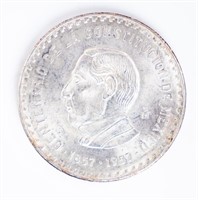 Coin 1957 Mexican 5 Peso Silver BU