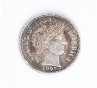Coin 1897  Barber Dime in Choice Almost Unc.  Nice