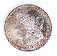 Coin 1896  Morgan Silver Dollar BU Rainbow Tone