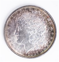 Coin 1887 Morgan Silver Dollar BU Rainbow