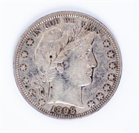 Coin 1898  Barber Half Dollar in Extra Fine