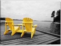 Yellow Muskoka Chairs on the Dock Canvas Art