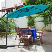 120'' Lighted Market,Cantilever Umbrella-Turquoise