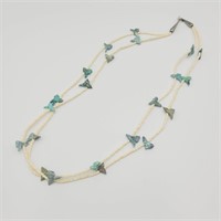 Beaded Turquoise Bird Necklace