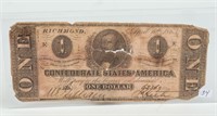 Coin  $1 Richmond Confederate Note 1863