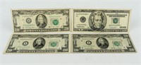 Coin (4) $20 Early Currency Notes