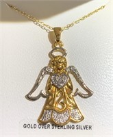 898 - GOLD OVER STERLING SILVER PENDANT NECKLACE