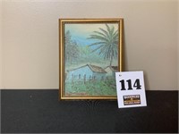Palm Tree & Hut Oil Painting