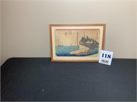 "Ships By Shore" Japanese Print