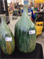 Green ceramic vase with palm fronds 20 “