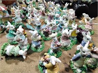 Easter rabbit figurines, baseball, Santa