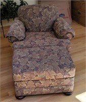 Floral pattern chair and Ottoman.