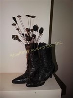 Victorian boots w / hat pins