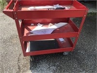 Red rolling tool cart