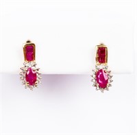 Jewelry 10kt Yellow Gold Ruby Earrings