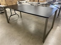 Heavy Black Glass Top Metal Frame Table