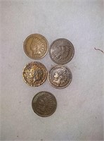 5 indian head pennies