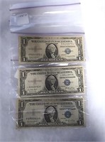 3 1935 one dollar silver certificate bills