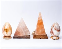 Lot of Egg Agate and Pyramid Shaped Salt Lamps