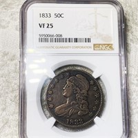 1833 Capped Bust Half Dollar NGC - VF25