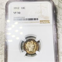 1912 Barber Silver Dime NGC - VF30