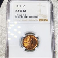 1913 Lincoln Wheat Penny NGC - MS 63 RB