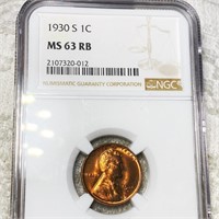 1930-S Lincoln Wheat Penny NGC - MS 63 RB