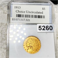 1913 $5 Gold Half Eagle PCI - CHOICE UNC