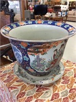 Asian flower pot blue
